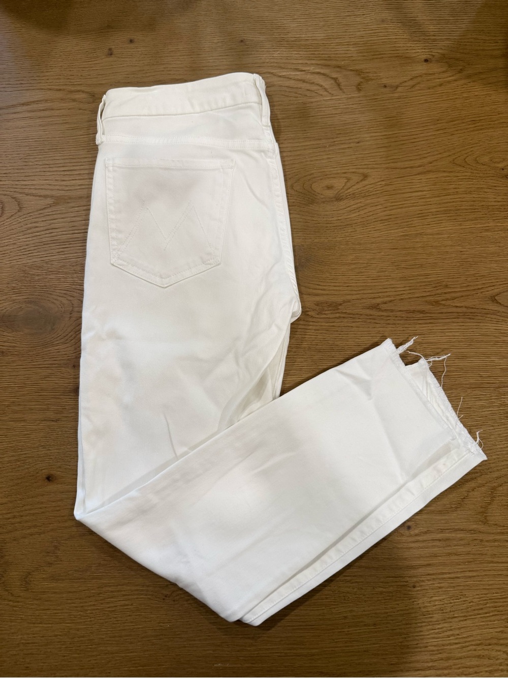 MOTHER White looker Ankle fray Jeans
